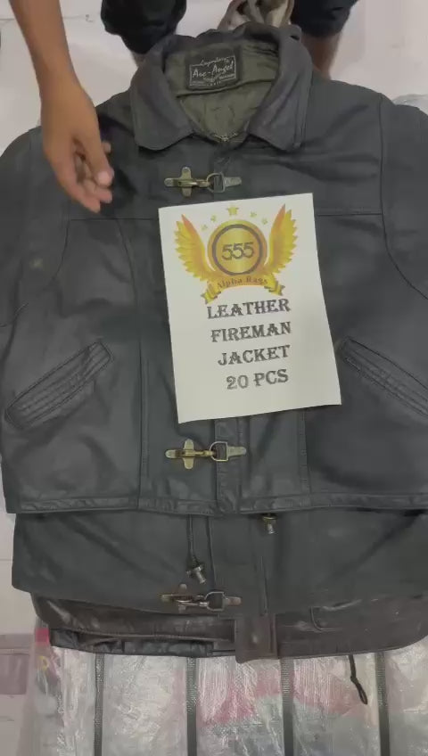 ジャケット・アウター leather hoodie jacket fireman Black Leather Fireman Field Coat - Assembly New York